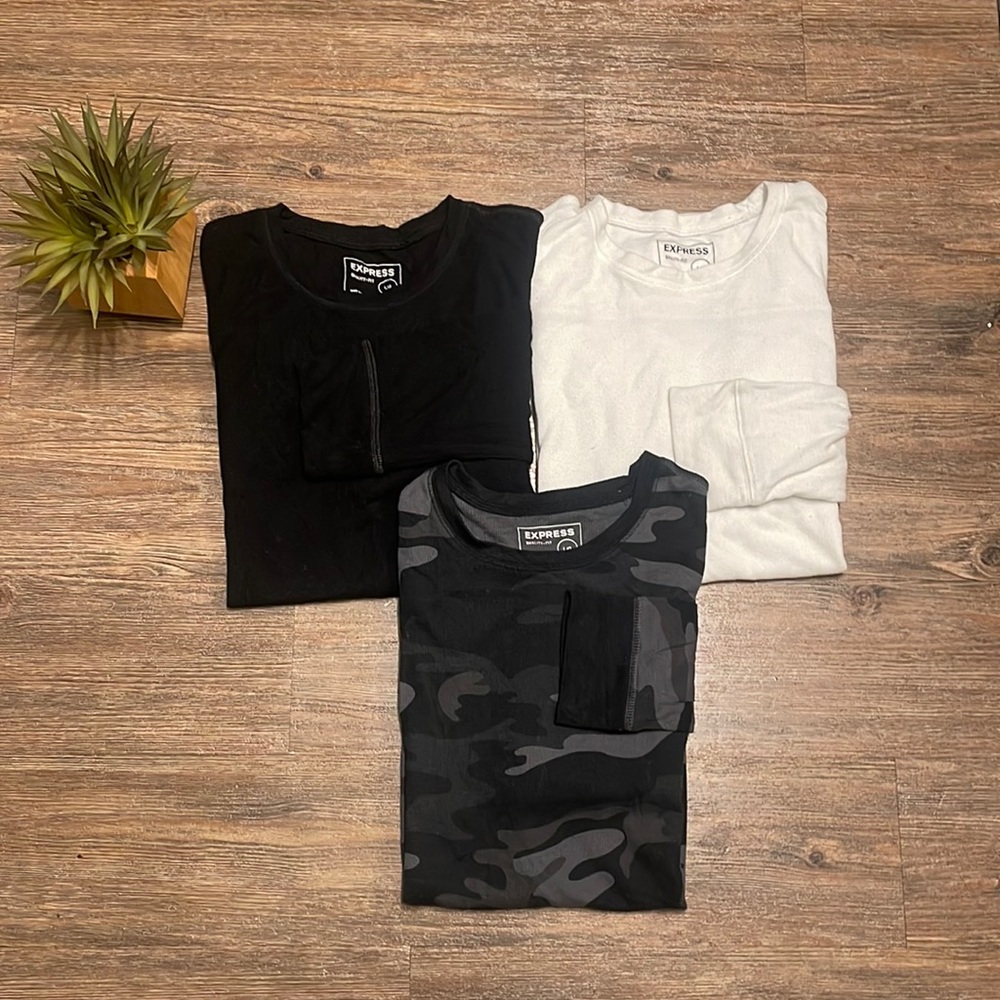 Set of 3 men’s express waffle knit longsleeve shirts